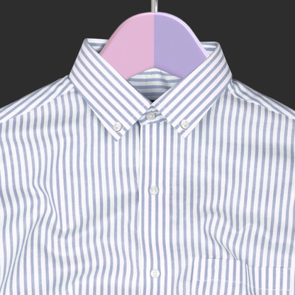 New Silver Button Down Oxford Cotton Stripe Shirt (FS049)