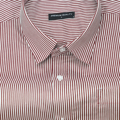 Maroon Cotton Blend Stripes Shirt for Men