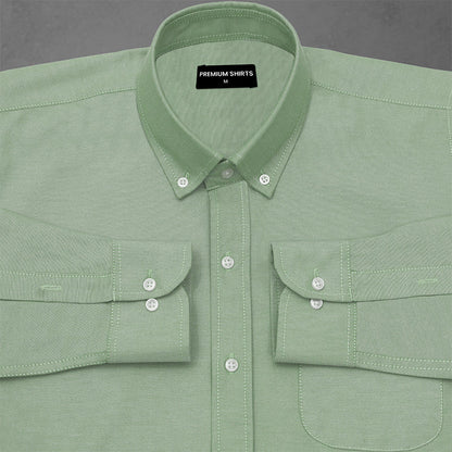 New Sea Green Oxford Cotton Shirt For Men