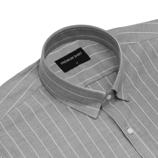 Ash Grey Pinstripe Oxford Shirt
