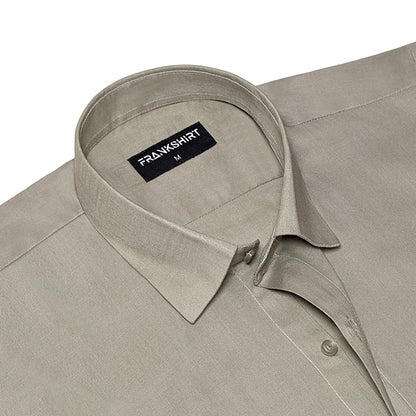 Khaki Grey Oxford Cotton Shirt For Men