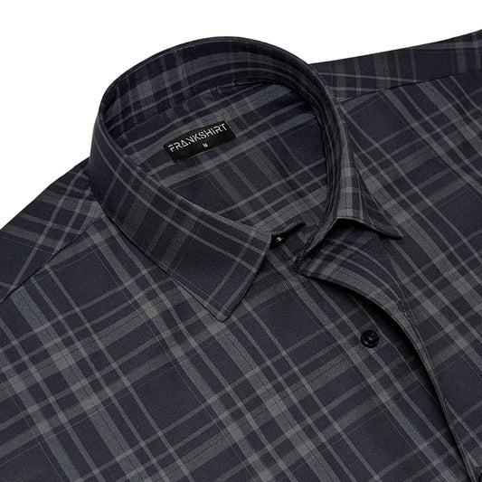 Navy Tartan Check Cotton Shirt For Men