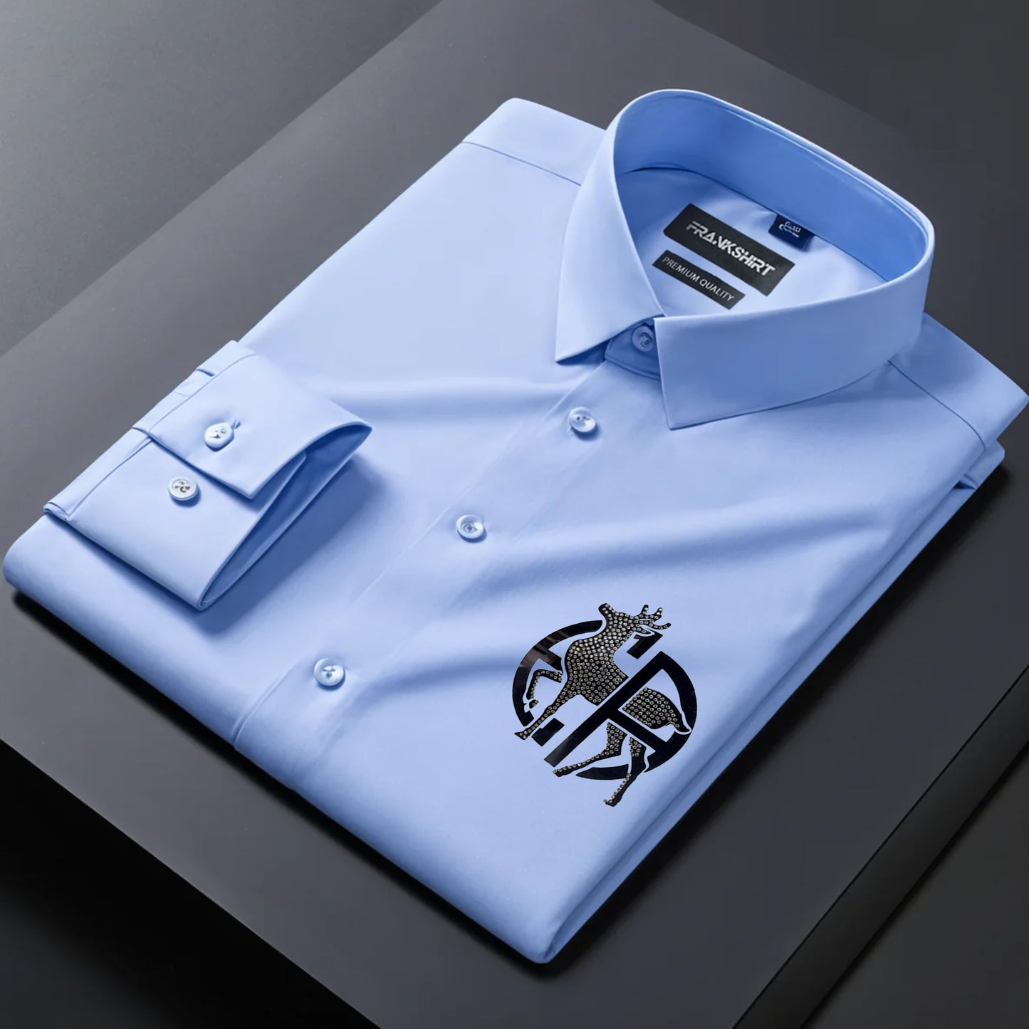 Deer Designer Premium Cotton Without Pocket Solid Shirt for Man (Sky Blue)