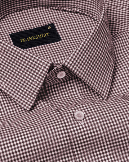 Maroon Check Button Down Oxford Cotton Shirt