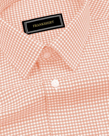 Peach Check Button Down Oxford Cotton Shirt