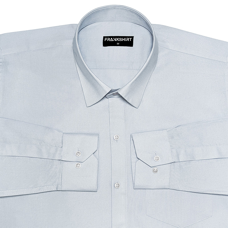 Ice Blue Oxford Cotton Shirt For Men