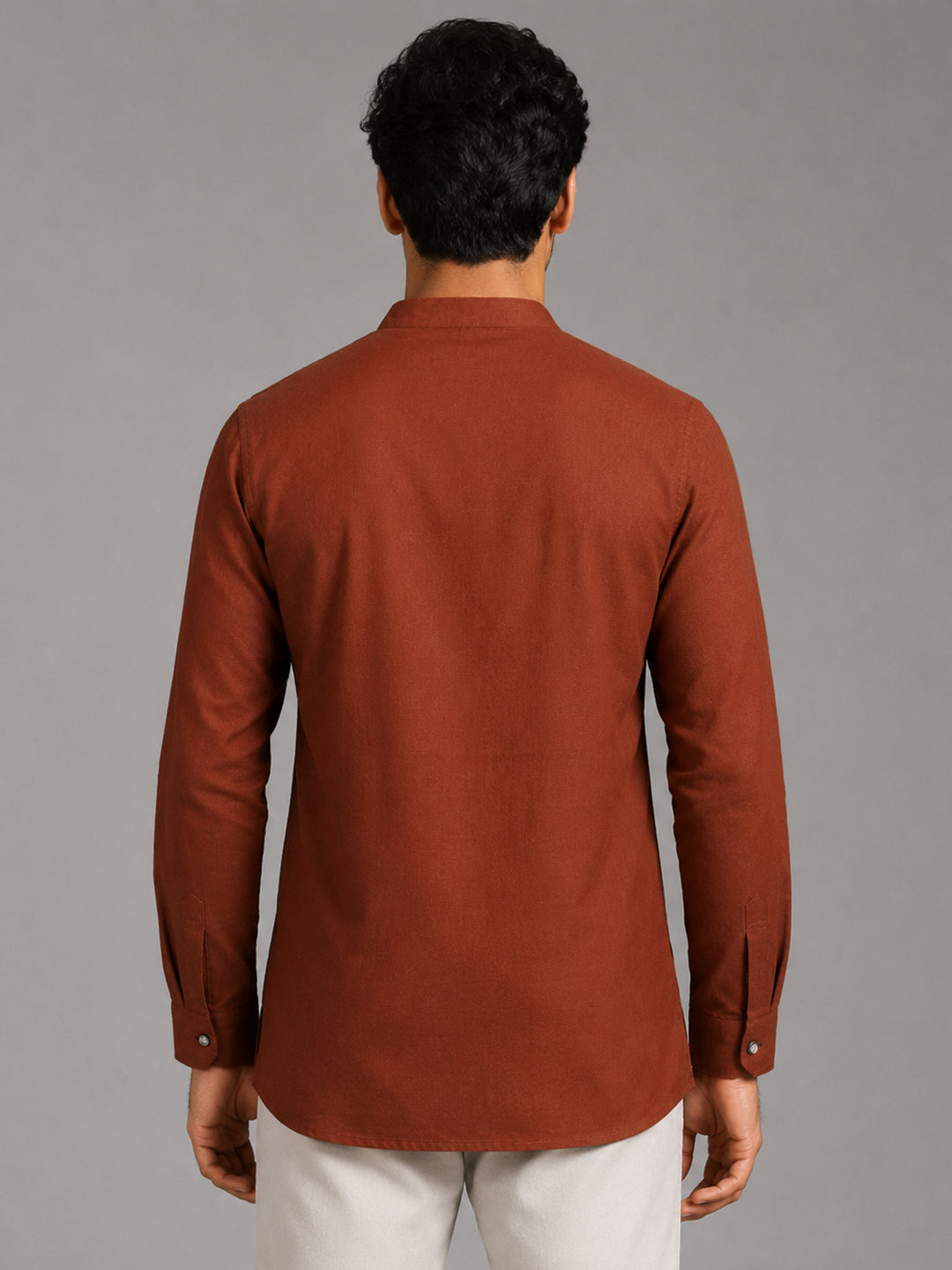 Urban Fit Maroon Short Linen Kurta For Men