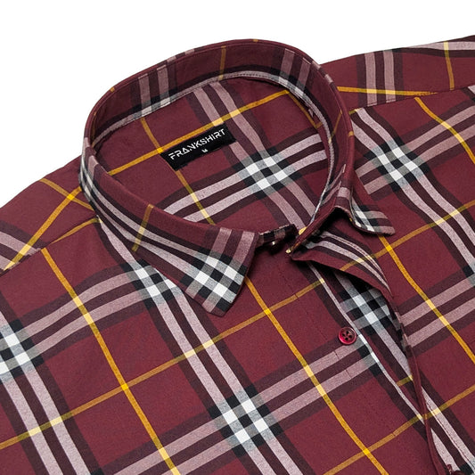 Red Tartan Check Cotton Shirt For Men