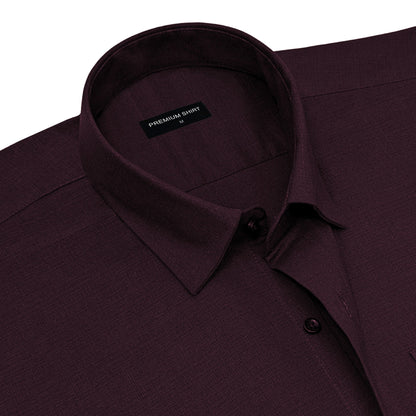 Wine Textured Linen Shirt For Men