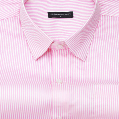 Pink Cotton Blend Stripes Shirt for Men