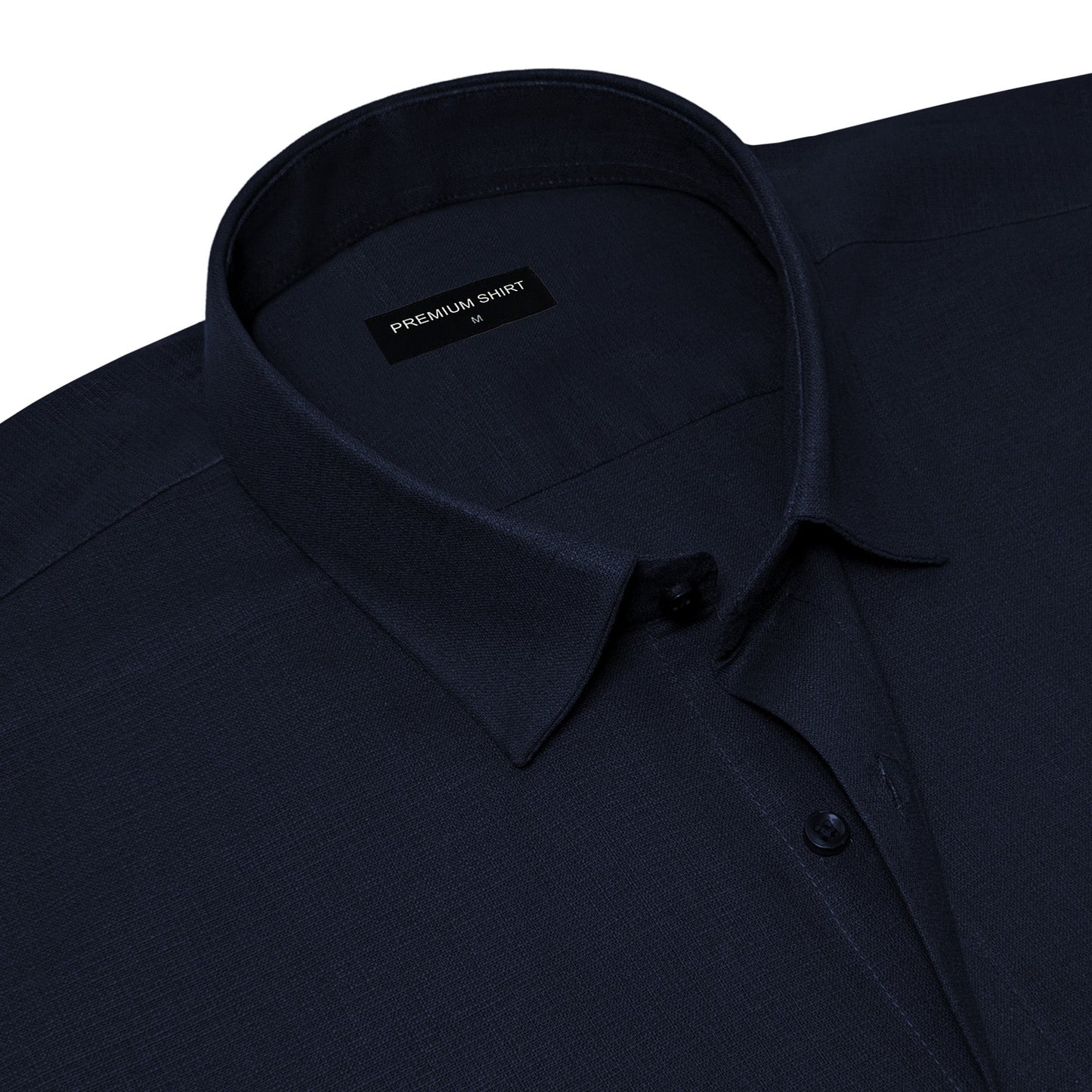 Dark Blue Textured Linen Shirt For Men