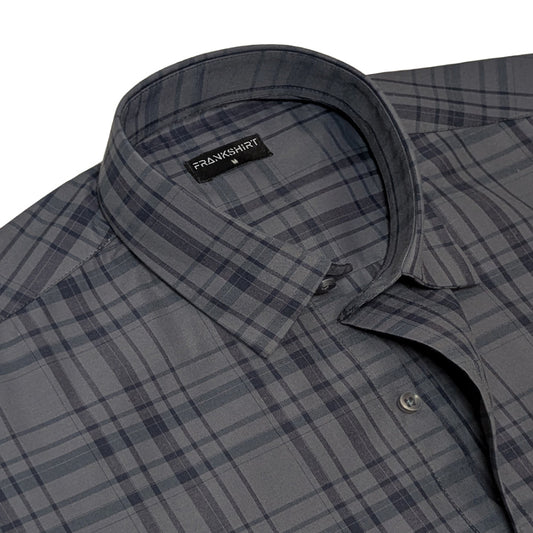 Grey Tartan Check Cotton Shirt For Men