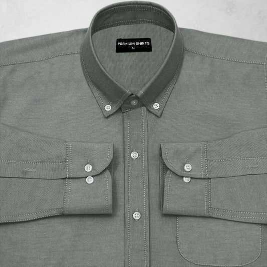 New Olive Oxford Cotton Shirt For Men