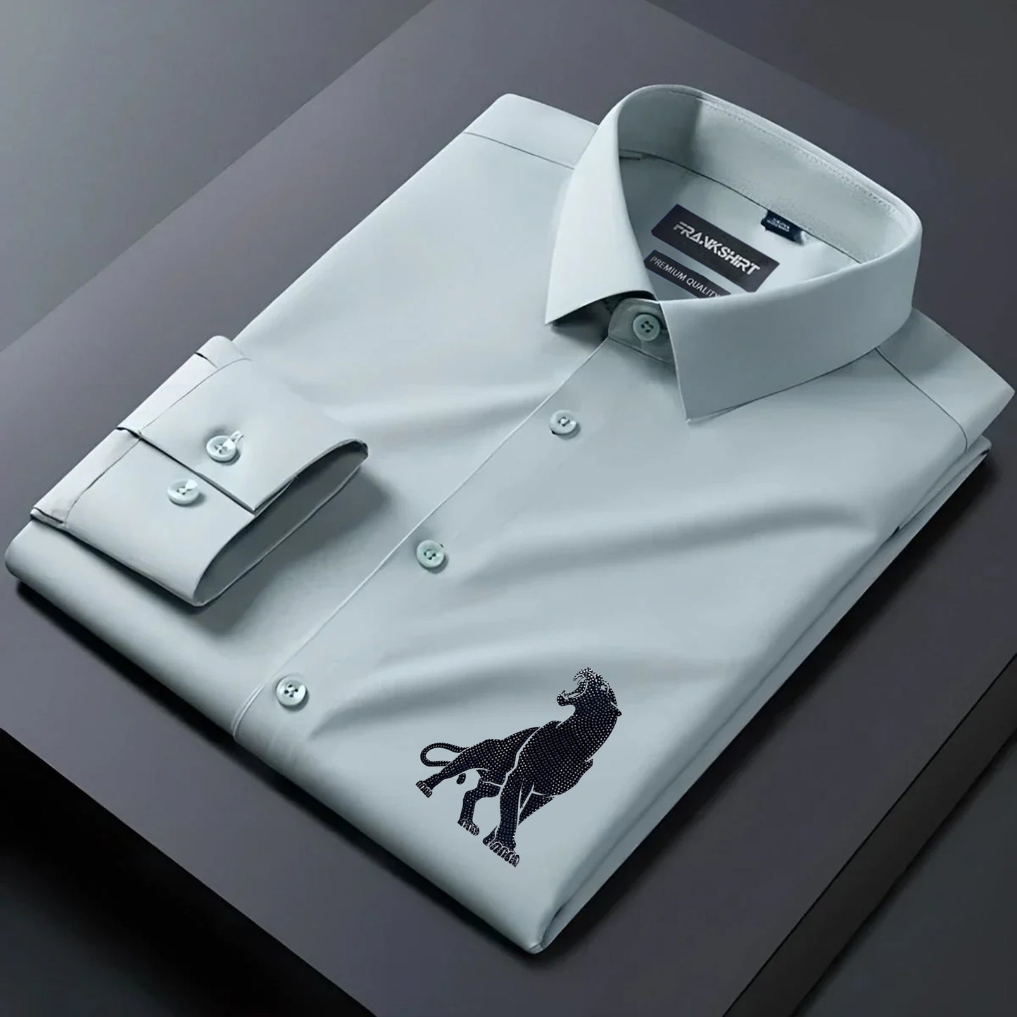 Leopard Designer Premium Cotton Without Pocket Solid Shirt for Man (Pista)