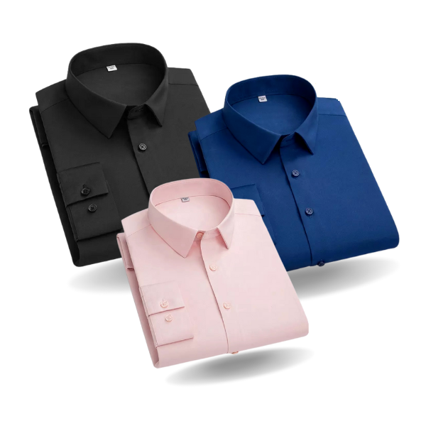 Pack of 3 Cotton Shirt for Man (Royal Blue, Black and Peech)