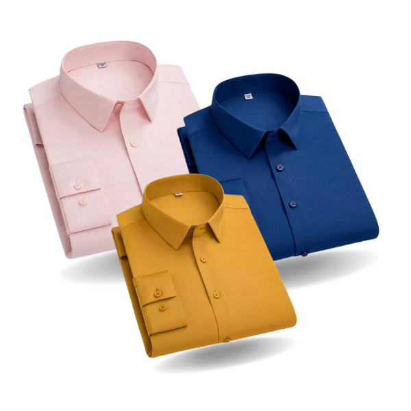 Pack of 3 Cotton Shirt for Man (Peech,Mustard and Royal Blue)