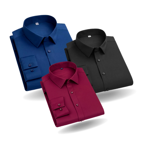 Pack of 3 Cotton Shirt for Man (Royal Blue, Black and Maroon)