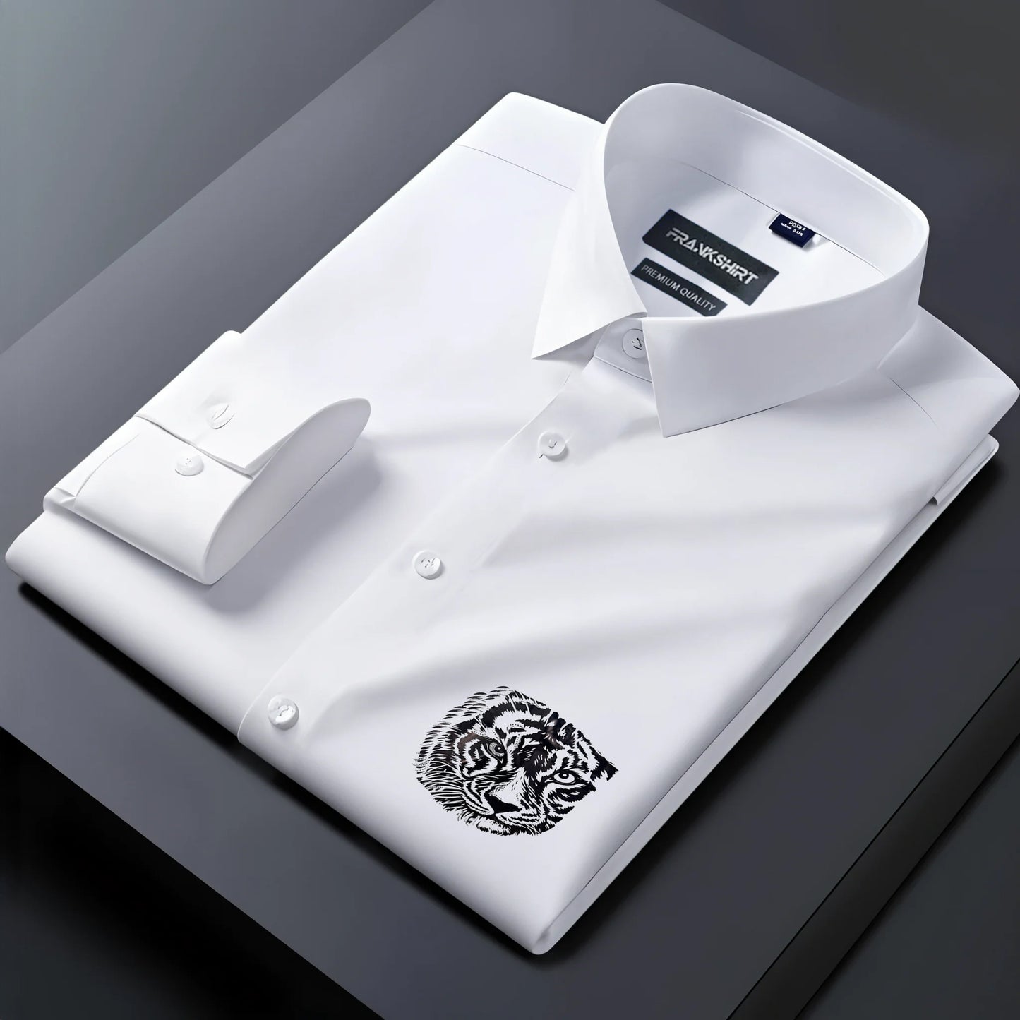 Black Tiger Designer Premium Cotton Without Pocket Solid Shirt for Man (White)