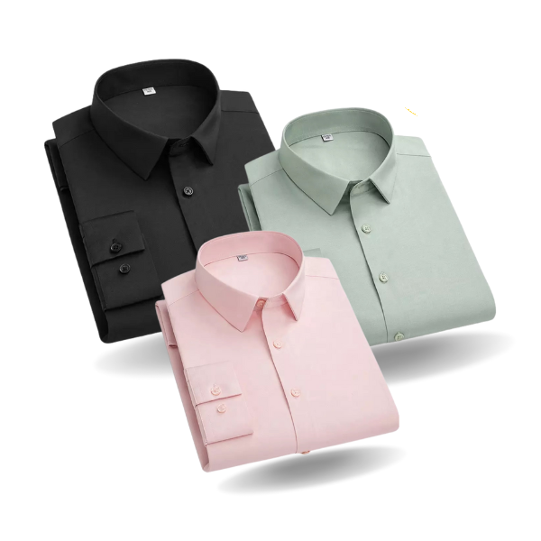 Pack of 3 Cotton Shirt for Man (Black, Pista and Peech)