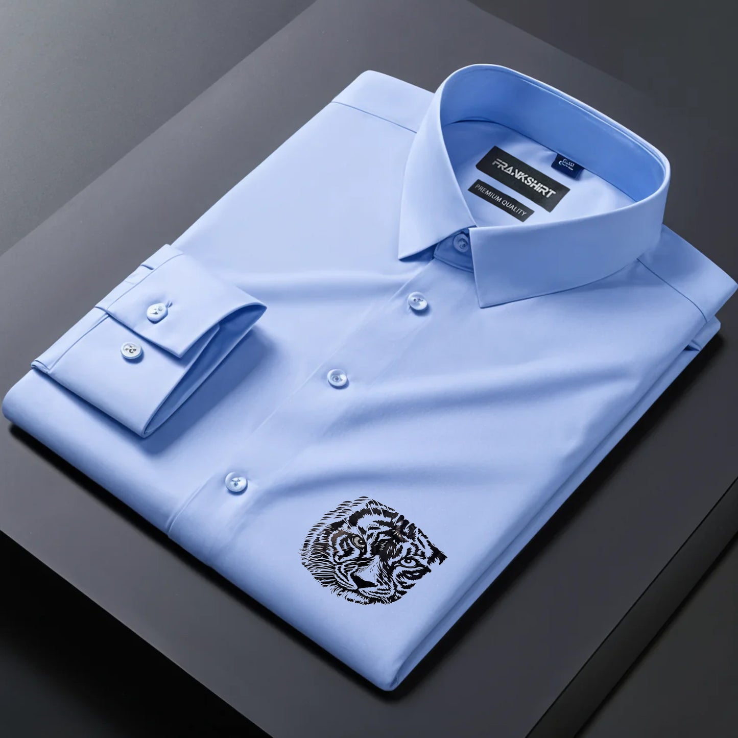 Black Tiger Designer Premium Cotton Without Pocket Solid Shirt for Man (Sky Blue)