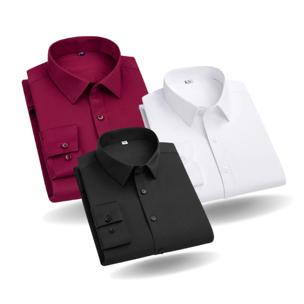 Pack of 3 Cotton Shirt for Man (Maroon, White and Black)