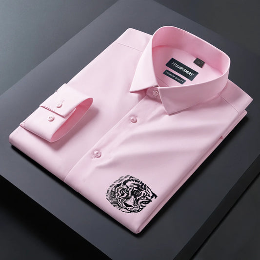 Black Tiger Designer Premium Cotton Without Pocket Solid Shirt for Man (Pink)