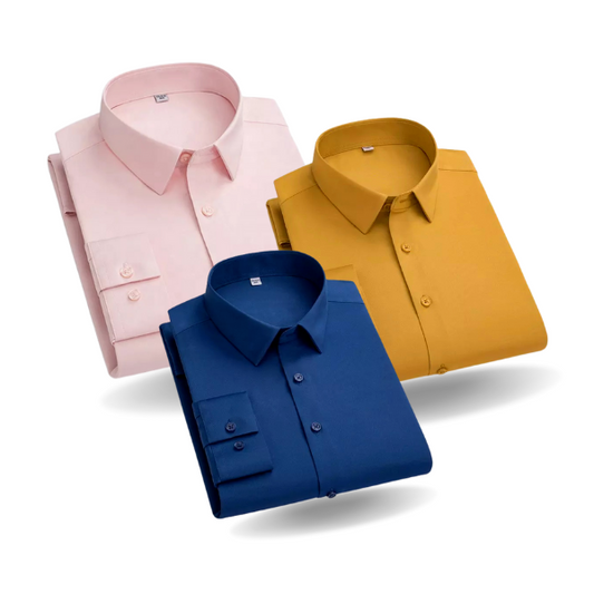 Pack of 3 Cotton Shirt for Man (Peech, Mustard and Royal Blue)