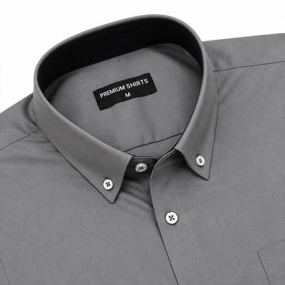 Dark Grey Satin Contrast Collar Shirt for Men