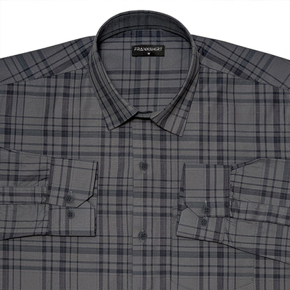 Grey Tartan Check Cotton Shirt For Men