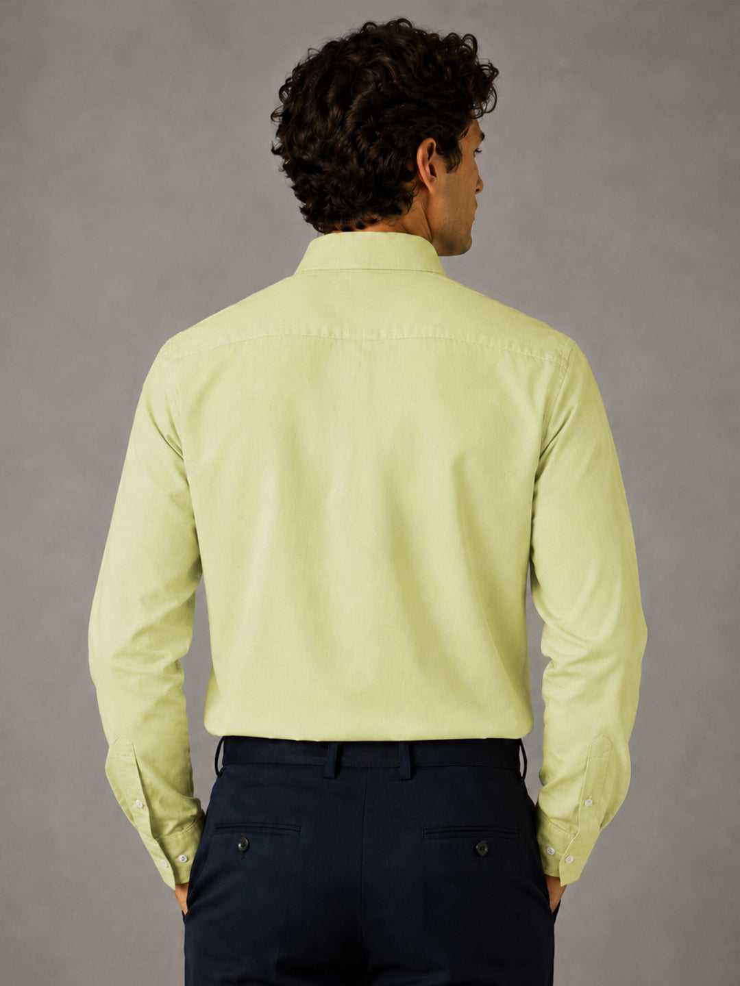 New Lime Green Oxford Cotton Shirt For Men