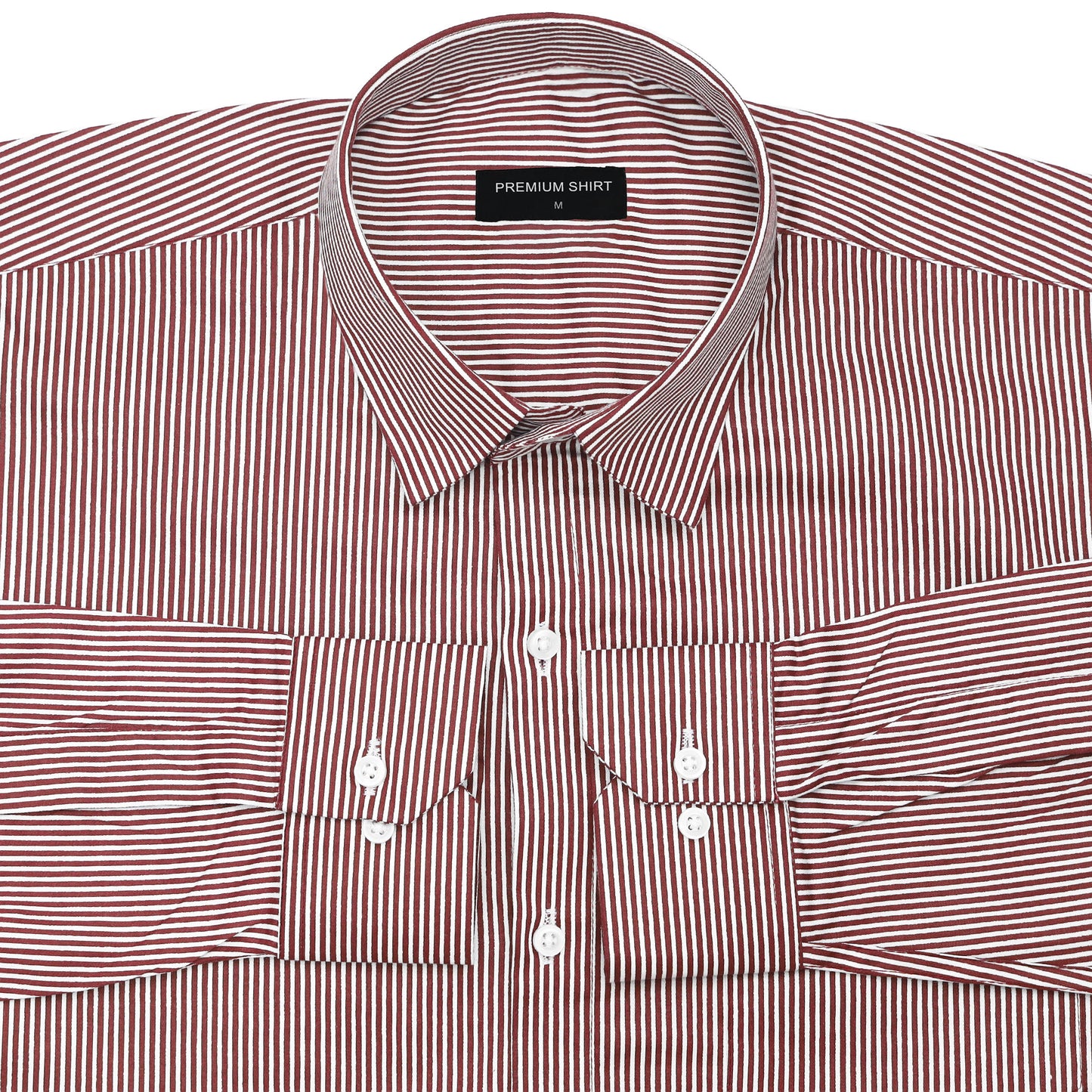 Maroon Cotton Blend Stripes Shirt for Men
