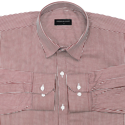 Maroon Cotton Blend Stripes Shirt for Men