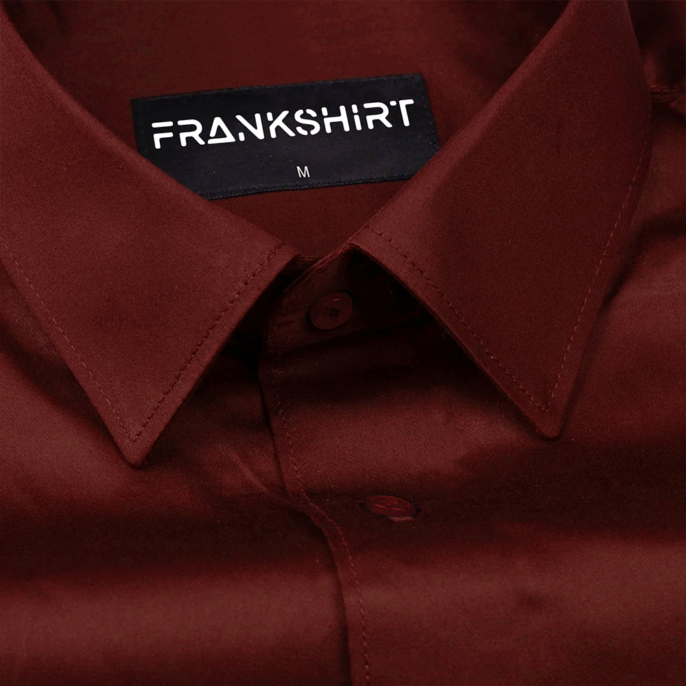 300GSM Crimson Red Premium Satin Shirt for Men
