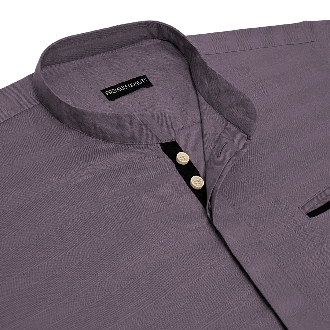 Urban Fit Purple Short Linen Kurta For Men