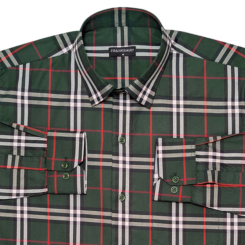 Green Tartan Check Cotton Shirt For Men