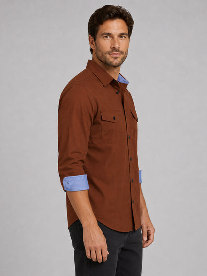 Pack Of 2 Cargo Style White & Brown Shirt