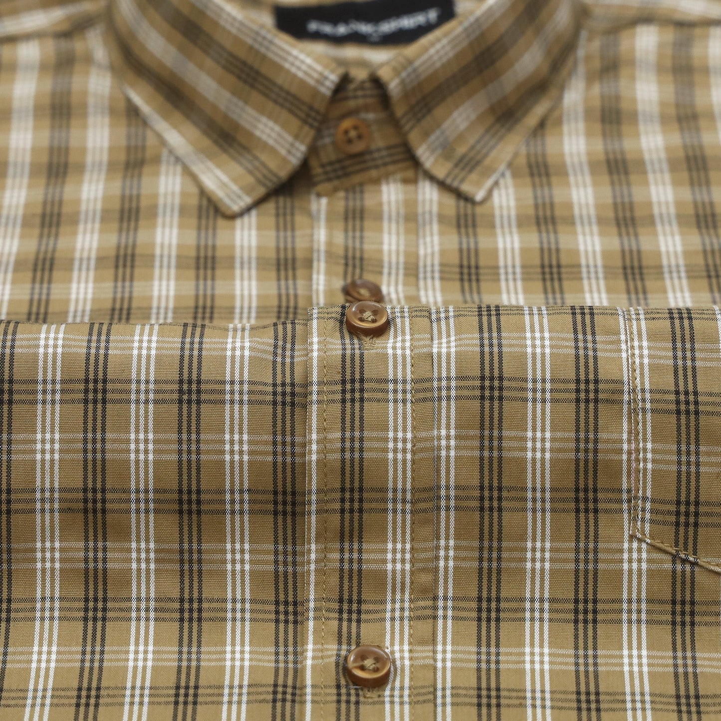 Tan Classic Check Cotton Blend Shirt For Men