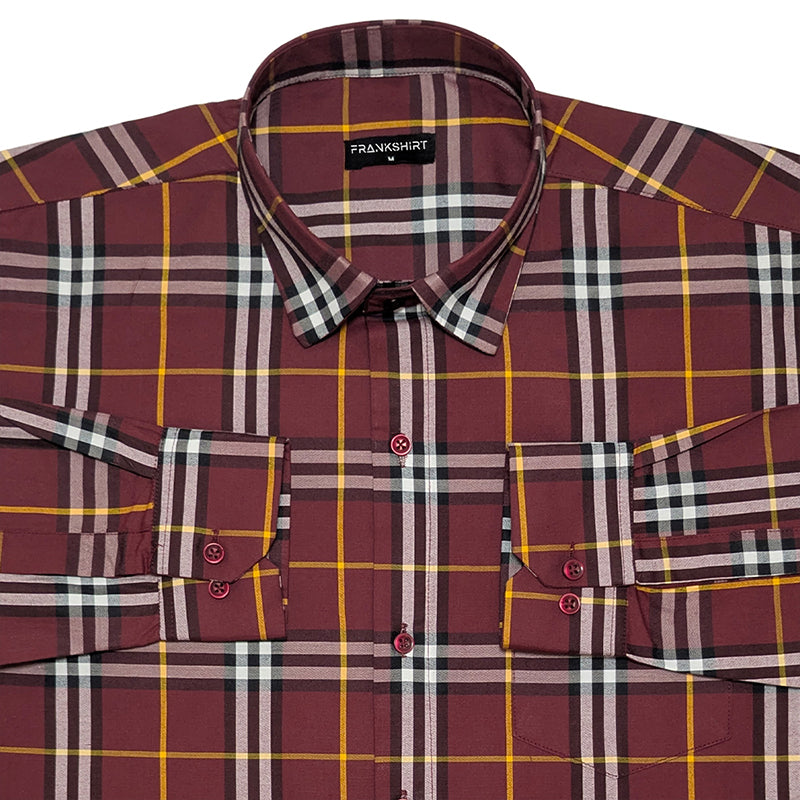 Red Tartan Check Cotton Shirt For Men