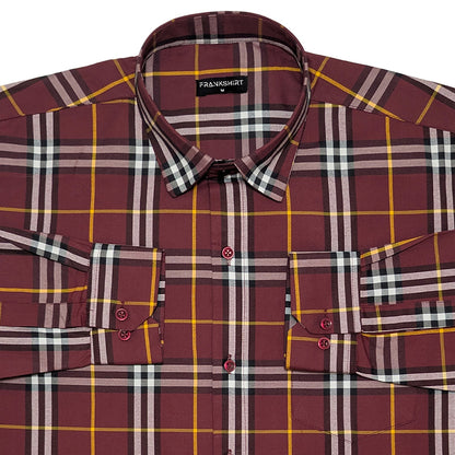 Red Tartan Check Cotton Shirt For Men