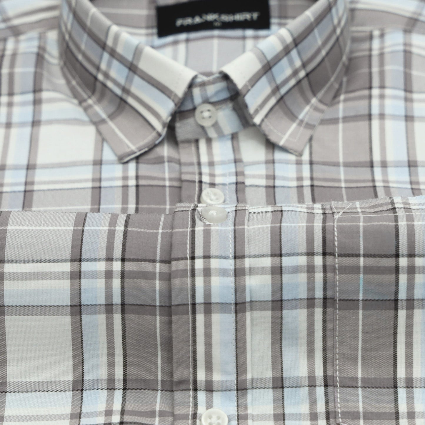 Cloud Grey Classic Check Cotton Blend Shirt For Men