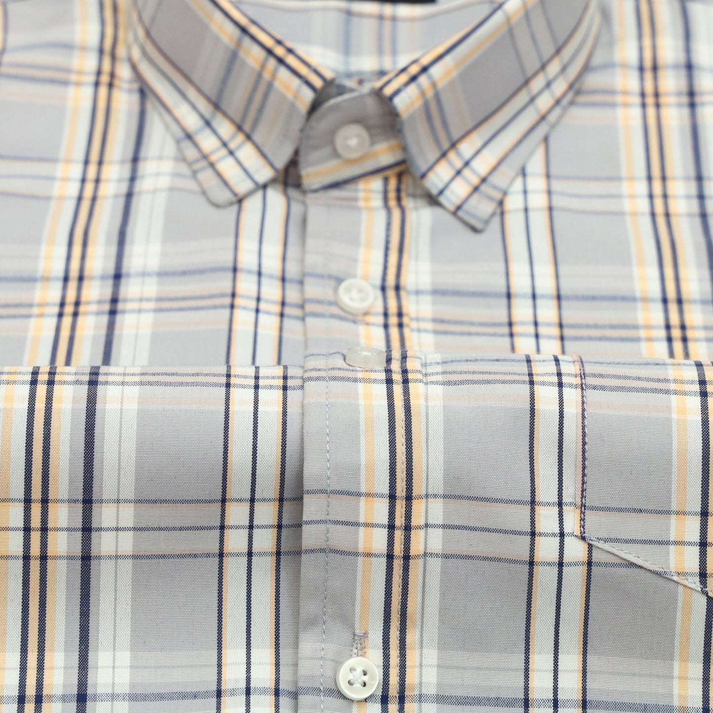 Graphite Mustard Classic Check Paper Cotton Shirt For Men