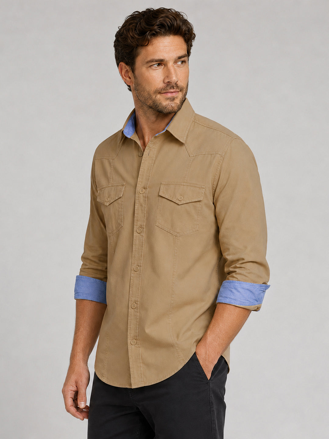 Pack Of 2 Cargo Style Beige & Dark Brown Shirt