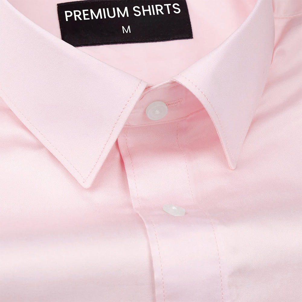 300GSM Blush Pink Premium Satin Shirt for Men