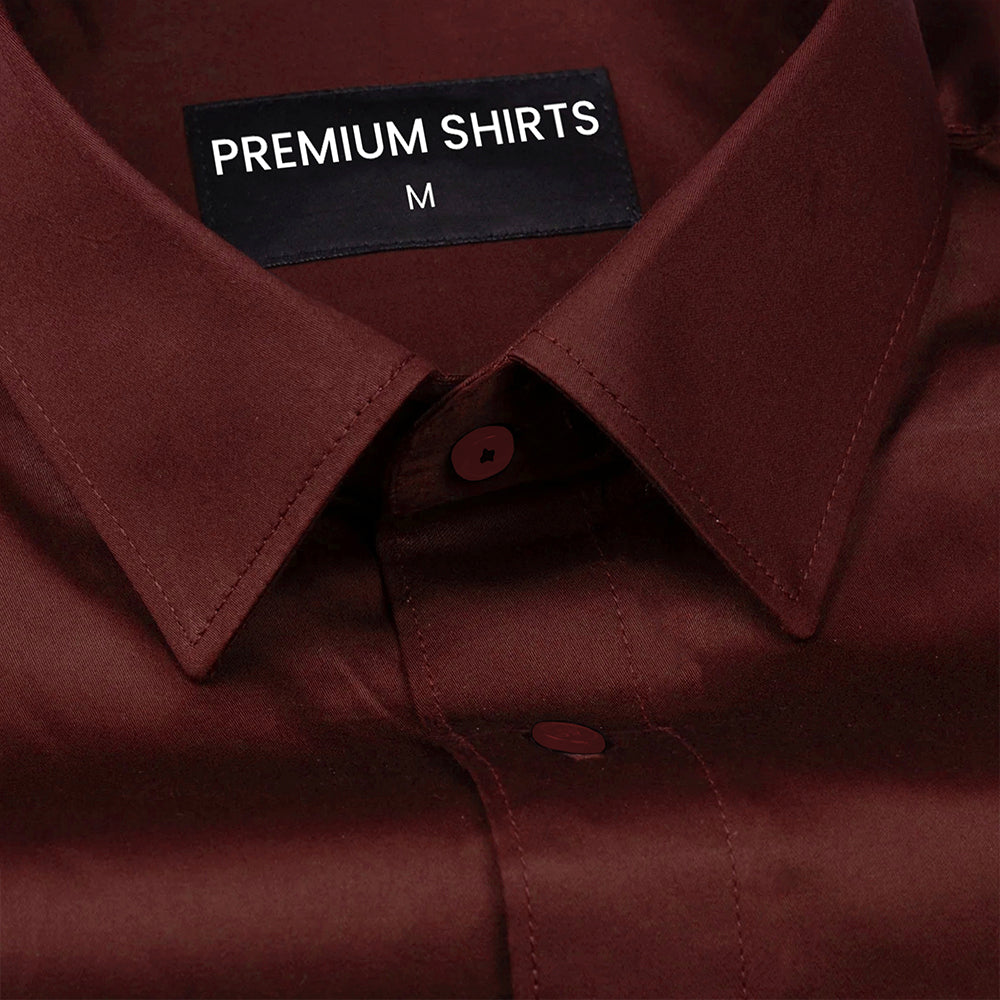 300GSM Maroon Premium Satin Shirt for Men