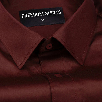300GSM Maroon Premium Satin Shirt for Men