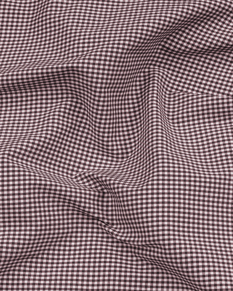 Maroon Check Button Down Oxford Cotton Shirt
