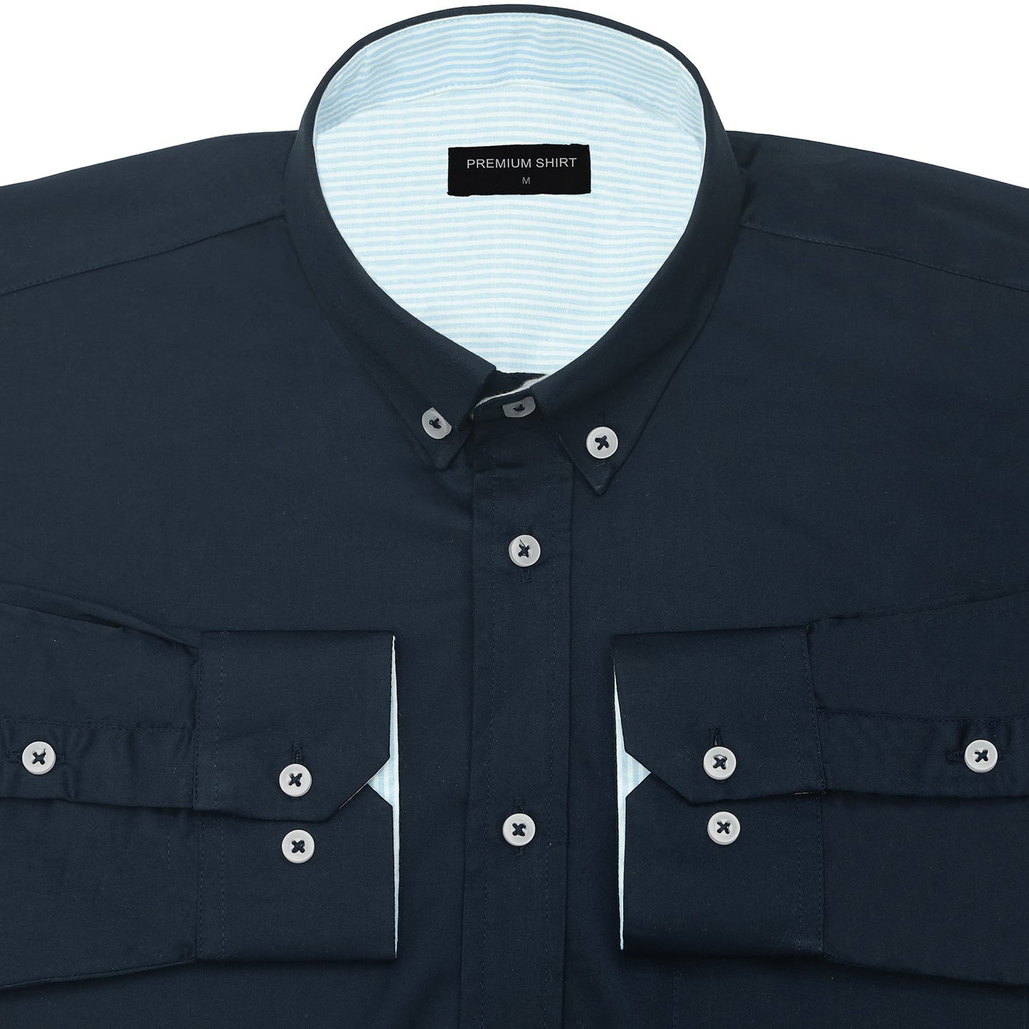 Designer Navy Blue Satin Shirt for Men