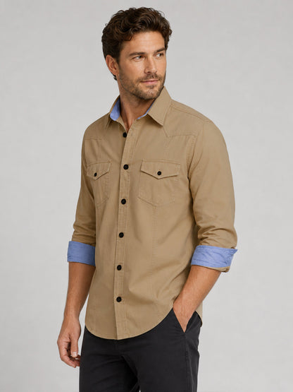 Pack Of 2 Cargo Style Beige & Bottle Green Shirt
