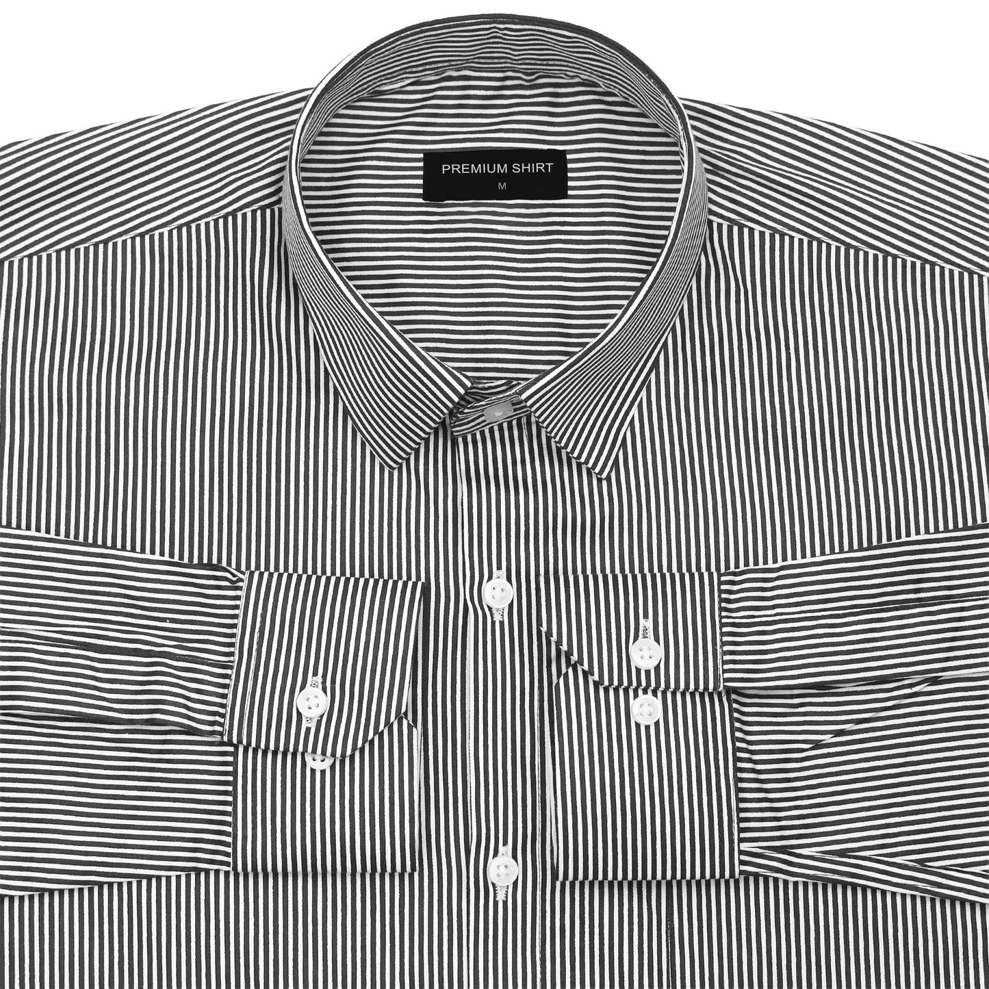 Black Cotton Blend Stripes Shirt for Men