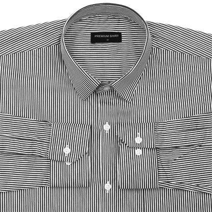 Black Cotton Blend Stripes Shirt for Men